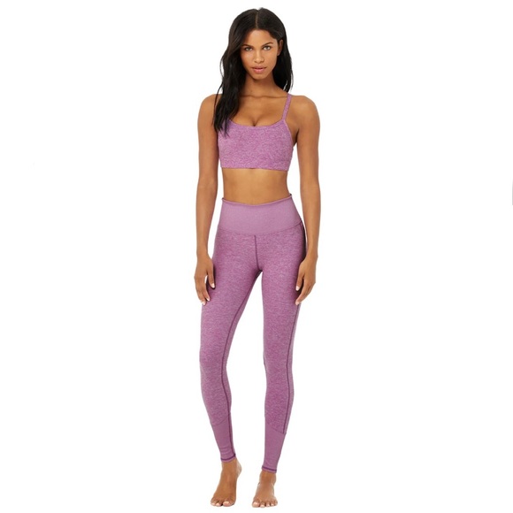 Alo Yoga - High-Waist Alosoft Lounge Legging in Electric Violet Heather - Picture 3 of 6